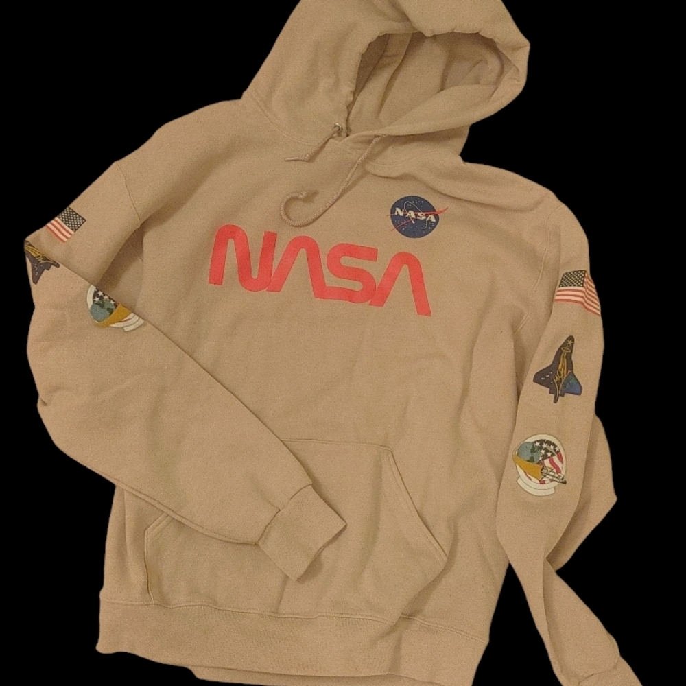 *0245 NASA Beige Hoodie pullover Men Medium